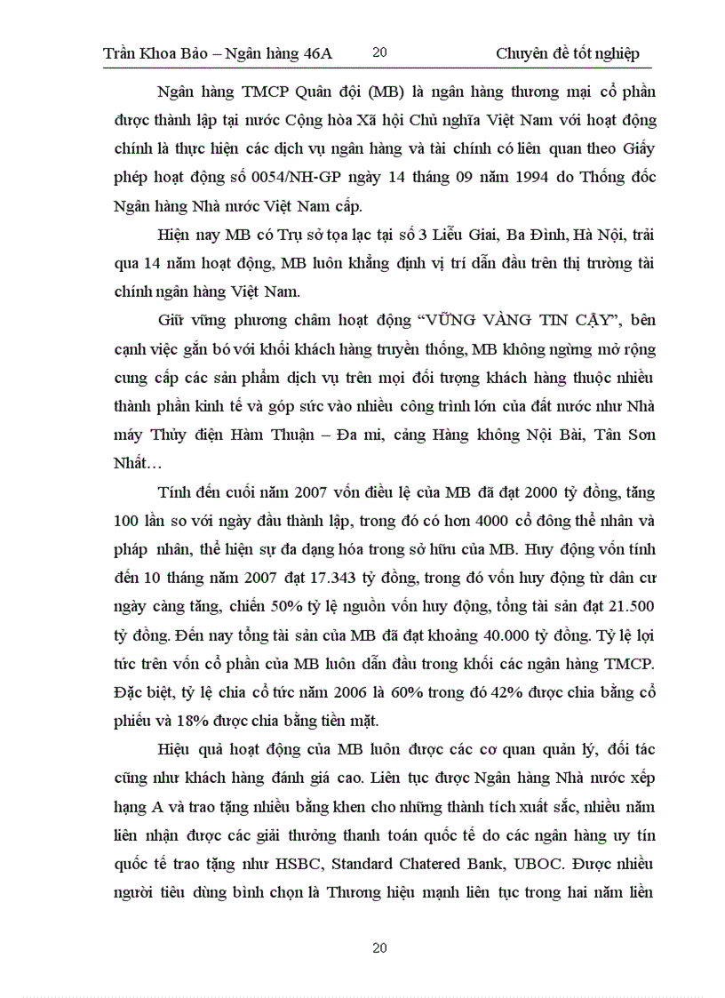 image for page Nâng cao chất lượng tín dụng trung và dài hạn đối với doanh nghiệp tại ngân hàng thương mại cổ phần Quân Đội Chi Nhánh Điện Biên Phủ