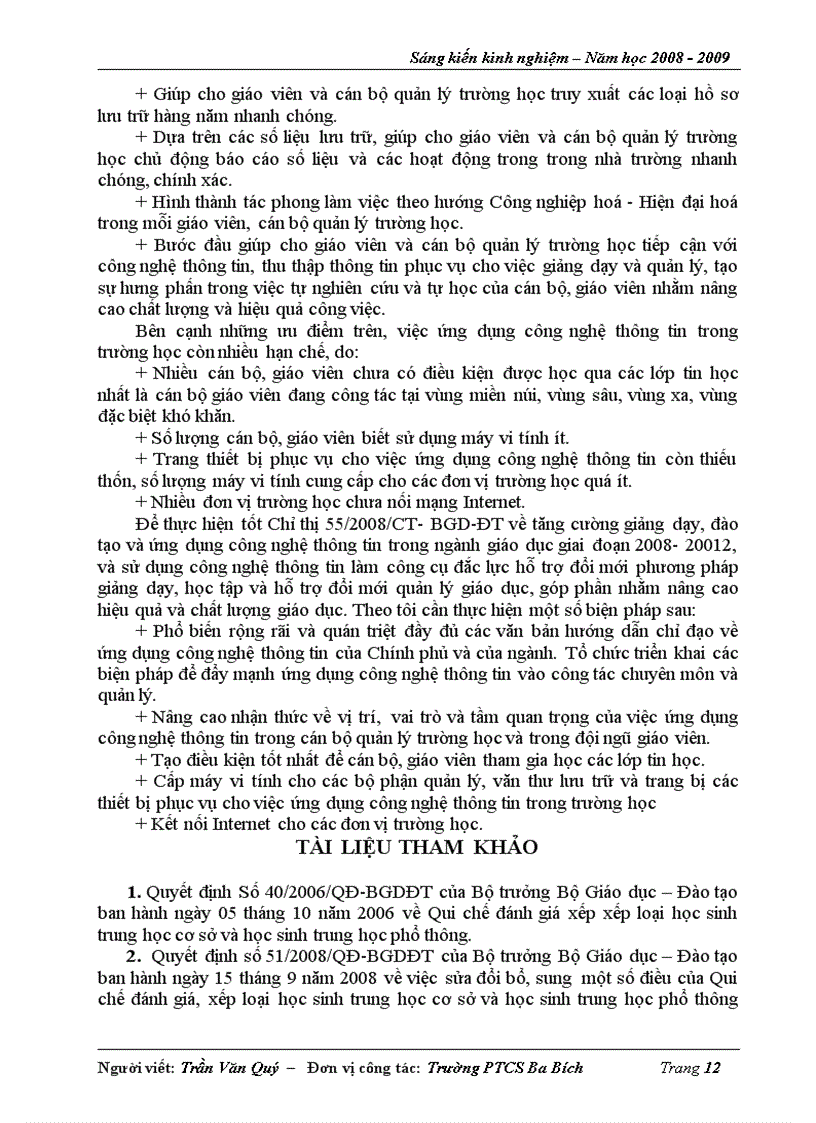 image for page Sử dụng Microsoft Excel trong việc quản lý điểm và hồ sơ học sinh bậc THCS