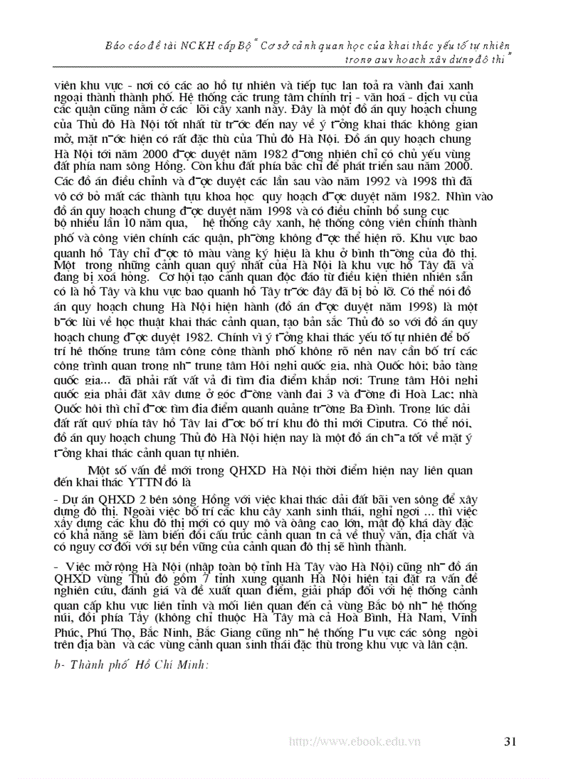 image for page ĐỀ TÀI NCKH CẤP BỘ Cơ sở cảnh quan học của khai thác các yếu tố tự nhiên trong quy hoạch xây dựng đô thị Việt Nam