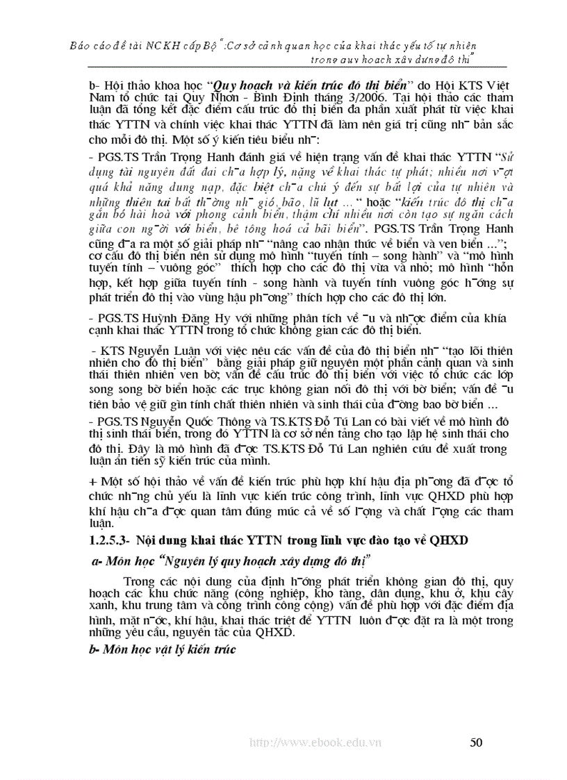 image for page ĐỀ TÀI NCKH CẤP BỘ Cơ sở cảnh quan học của khai thác các yếu tố tự nhiên trong quy hoạch xây dựng đô thị Việt Nam