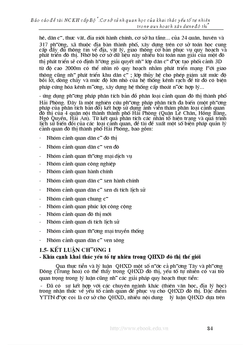 image for page ĐỀ TÀI NCKH CẤP BỘ Cơ sở cảnh quan học của khai thác các yếu tố tự nhiên trong quy hoạch xây dựng đô thị Việt Nam