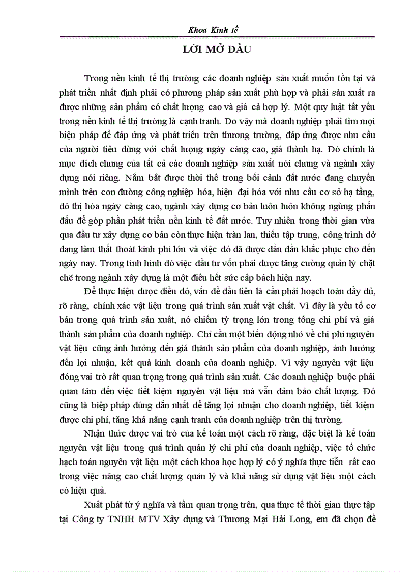 image for page Thực trạng kế toán nguyên vật liệu tại Công ty TNHH MTV Xây dựng và Thương Mại Hải Long