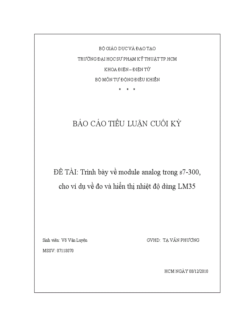 image for page Trình bày về module analog trong s7 300 cho ví dụ về đo và hiển thị nhiệt độ dùng LM35