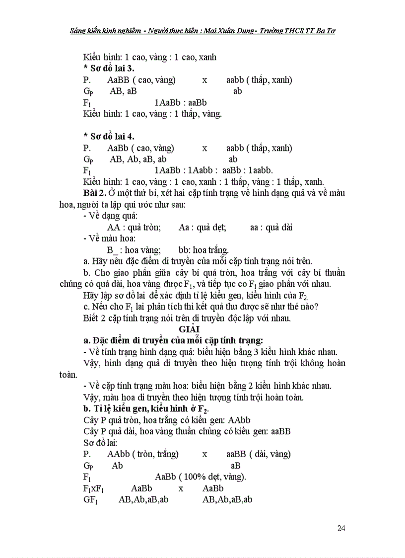 image for page Nâng cao kỹ năng nhận biết và giải các dạng toán lai của Menđen