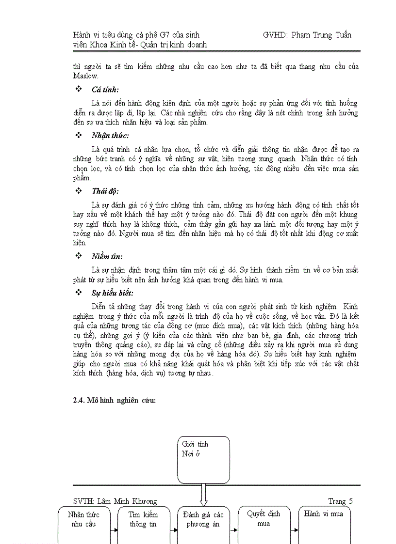 Hành vi tiêu dùng của sinh viên Khoa Kinh Tế Quản Trị Kinh Doanh trường Đại học An Giang đối với sản phẩm cà phê hòa tan G7 của CÔNG TY CP