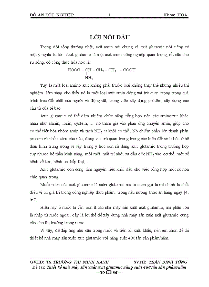 image for page Thiết kế nhà máy sản xuất axit glutamic với năng suất 480 tấn sản phẩm năm 82trang