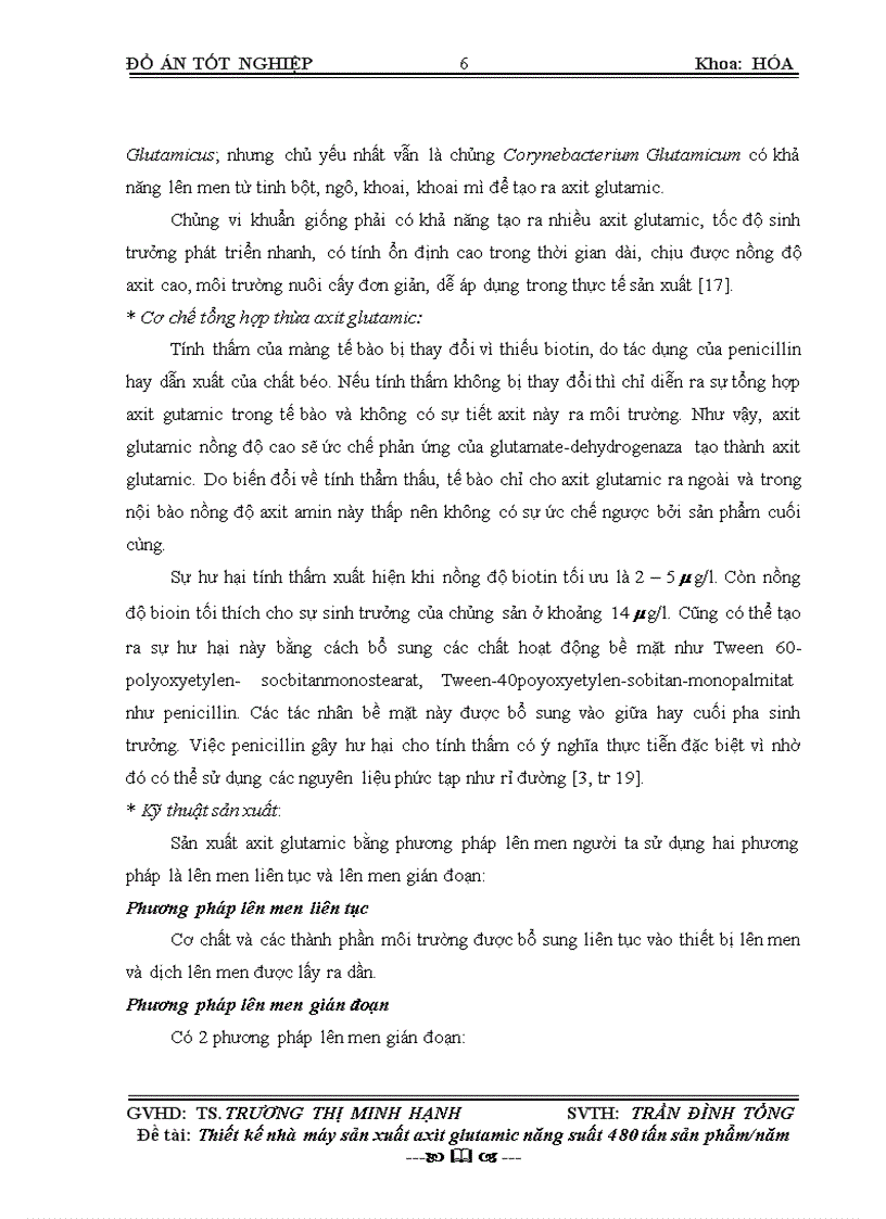Thiết kế nhà máy sản xuất axit glutamic với năng suất 480 tấn sản phẩm năm 82trang