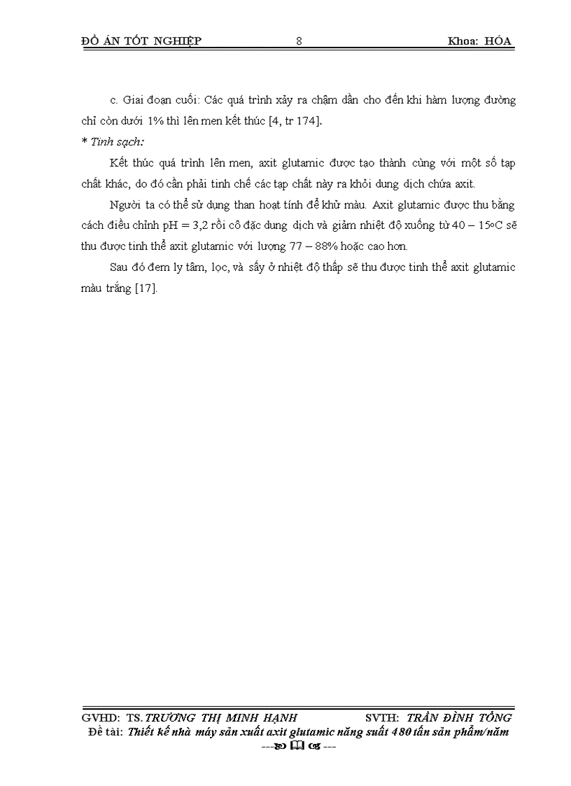 image for page Thiết kế nhà máy sản xuất axit glutamic với năng suất 480 tấn sản phẩm năm 82trang