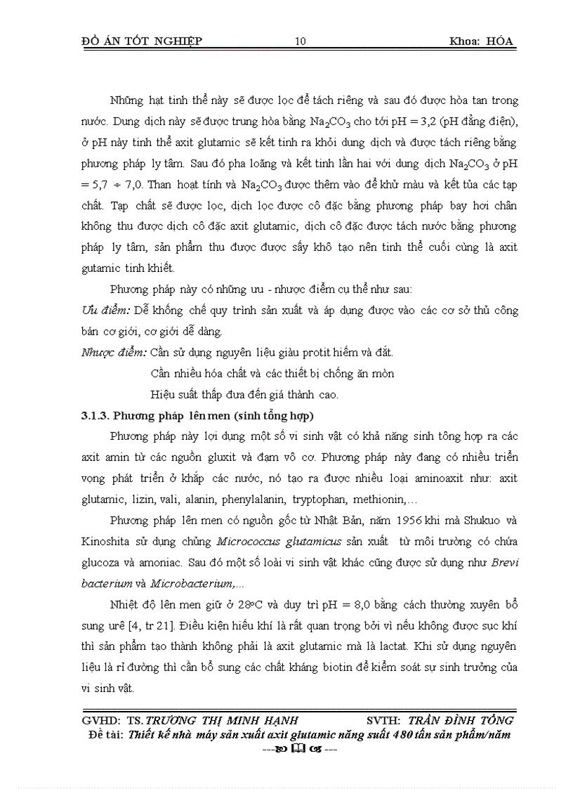 image for page Thiết kế nhà máy sản xuất axit glutamic với năng suất 480 tấn sản phẩm năm 82trang