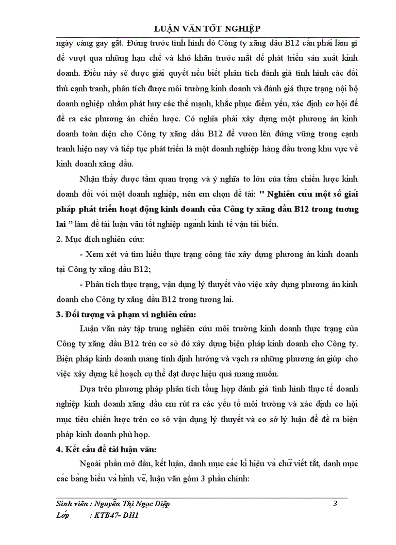 Nghiên cư u một số gia i pháp phát triển hoạt động kinh doanh của Công ty xăng dầu B12 trong tương lai 104trang