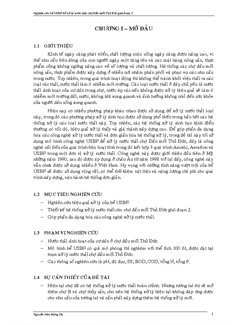 image for page Nghiên cứu bể USBF Upflow Sludge Blanket Filter để Xử Lý Nước Thải chợ đầu mối Thủ Đức