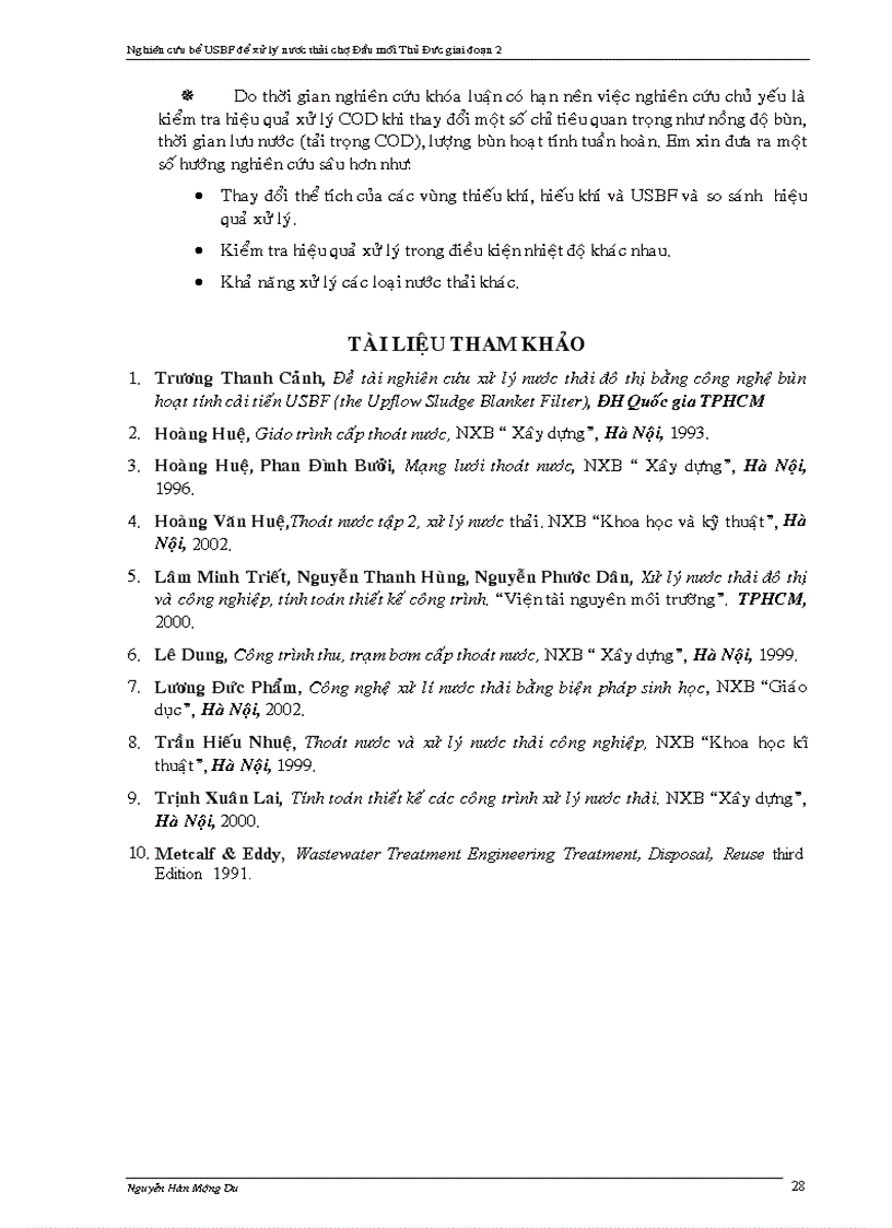 image for page Nghiên cứu bể USBF Upflow Sludge Blanket Filter để Xử Lý Nước Thải chợ đầu mối Thủ Đức