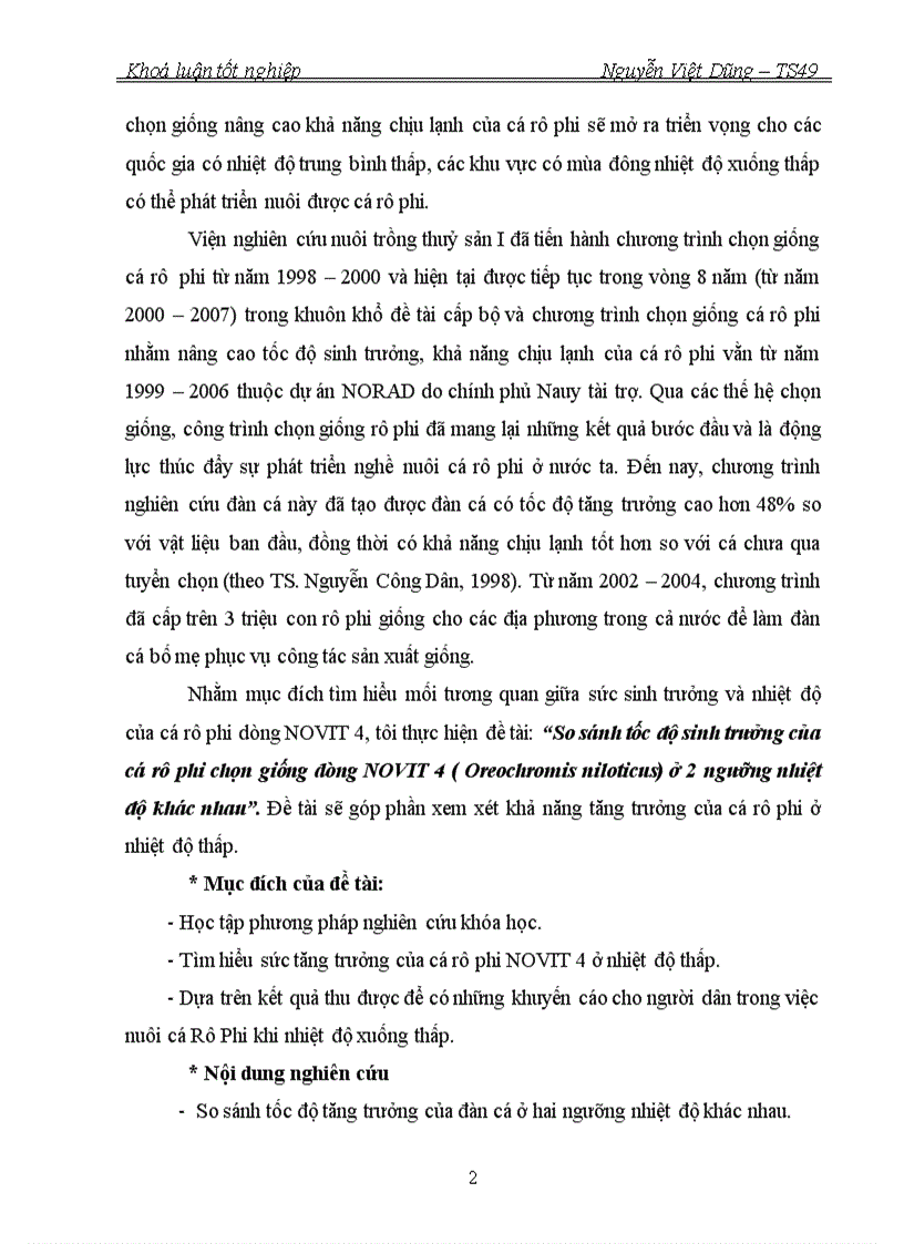 image for page So sánh tốc độ sinh trưởng của cá rô phi chọn giống dòng NOVIT 4 Oreochromis niloticus ở 2 ngưỡng nhiệt độ khác nhau