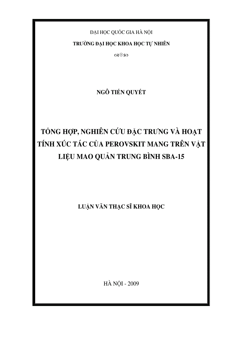 image for page Tổng hợp nghiên cứu các đặc trưng và hoạt tính của perovskit mang trên vật liệu mao quản trung bình SBA 15
