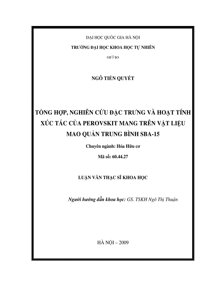 image for page Tổng hợp nghiên cứu các đặc trưng và hoạt tính của perovskit mang trên vật liệu mao quản trung bình SBA 15