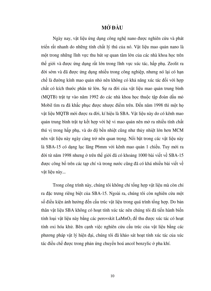 image for page Tổng hợp nghiên cứu các đặc trưng và hoạt tính của perovskit mang trên vật liệu mao quản trung bình SBA 15