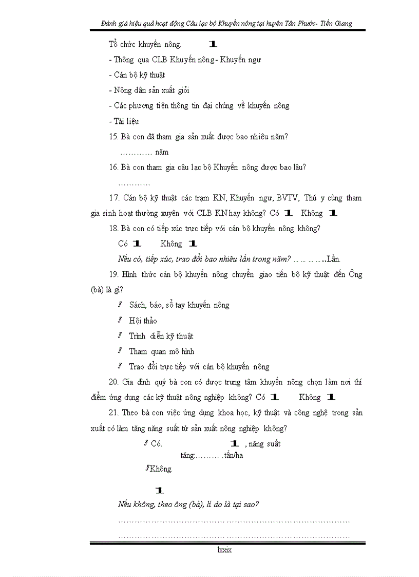 image for page Đánh giá hiệu quả hoạt động câu lạc bộ Khuyến nông tại huyện Tân Phước tỉnh Tiền Giang