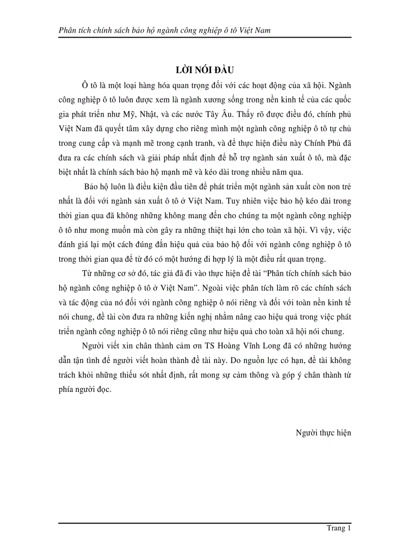 image for page Phân tích chính sách bảo hộ ngành công nghiệp ô tô ở Việt Nam
