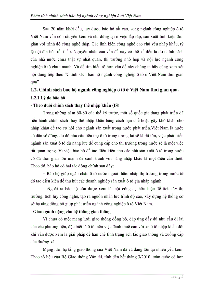 image for page Phân tích chính sách bảo hộ ngành công nghiệp ô tô ở Việt Nam