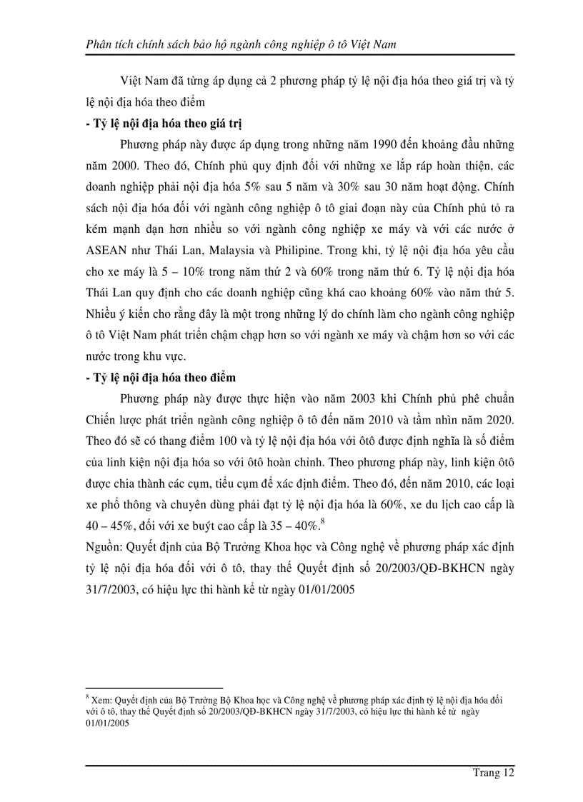 image for page Phân tích chính sách bảo hộ ngành công nghiệp ô tô ở Việt Nam