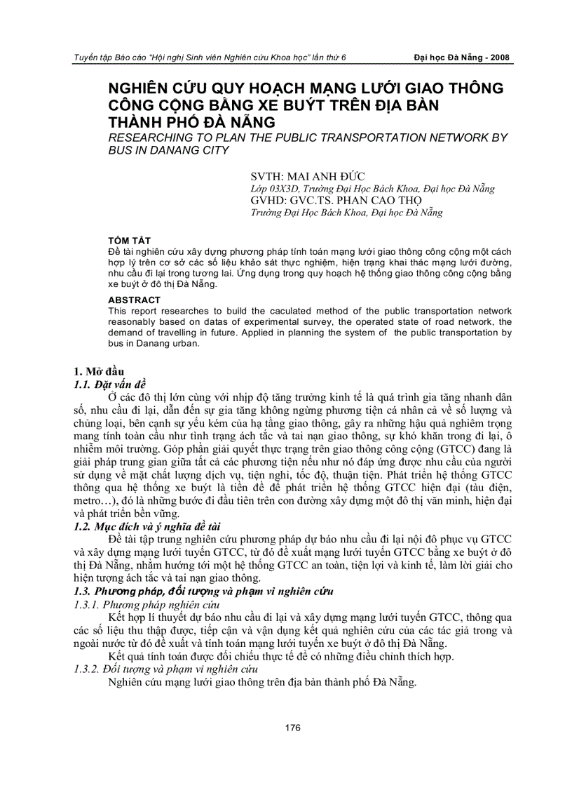 image for page Nghiên cứu quy hoạch mạng lưới giao thông công cộng bằng xe buýt trên địa bàn thành phố đà nẵng