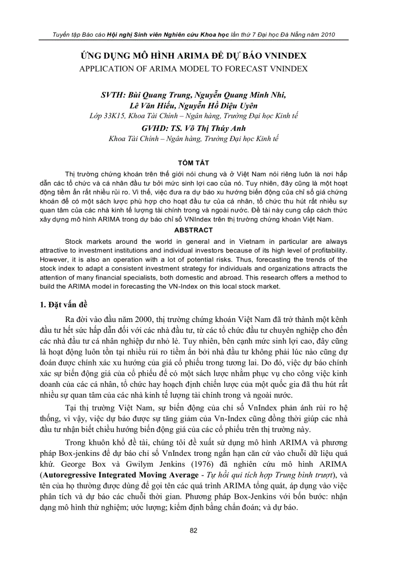 image for page Ứng dụng mô hình arima để dự báo vnindex