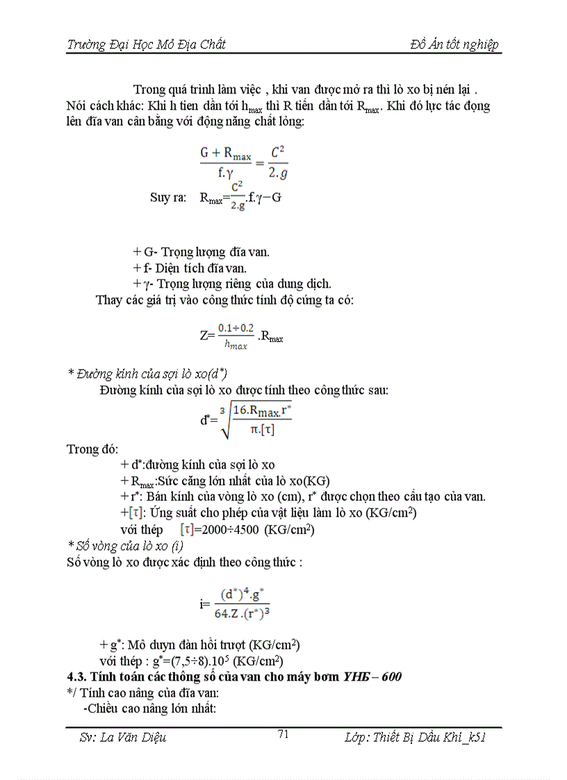 image for page Máy bơm piston YHБ 600 dùng trong công tác khoan dầu khí Tính toán các thông số của van bơm piston YHБ 600