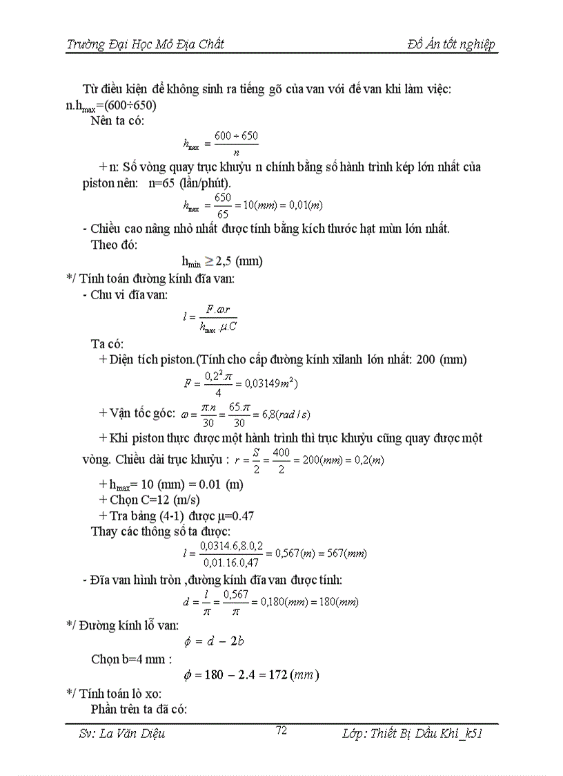 image for page Máy bơm piston YHБ 600 dùng trong công tác khoan dầu khí Tính toán các thông số của van bơm piston YHБ 600
