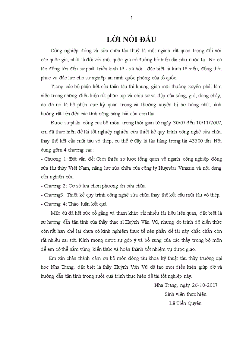 image for page Thiết kế quy trình công nghệ sửa chữa thay thế kết cấu mũi tàu vỏ thép tàu hàng trọng tải 43500 tấn của công ty Huyndai Vinasin