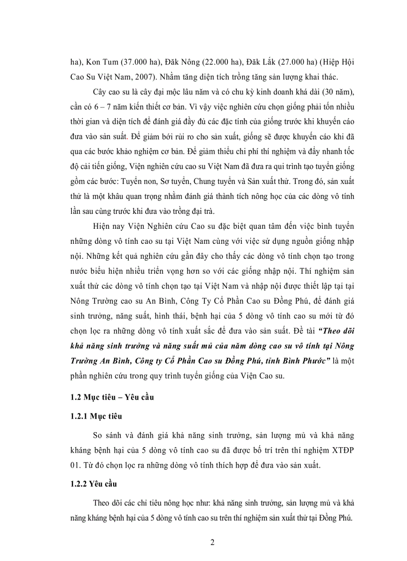 image for page Đánh giá khả năng sinh trưởng và năng suất mủ của năm dòng cao su vô tính tại Nông Trường An Bình Công ty Cổ Phần Cao su Đồng Phú tỉnh Bình Phước