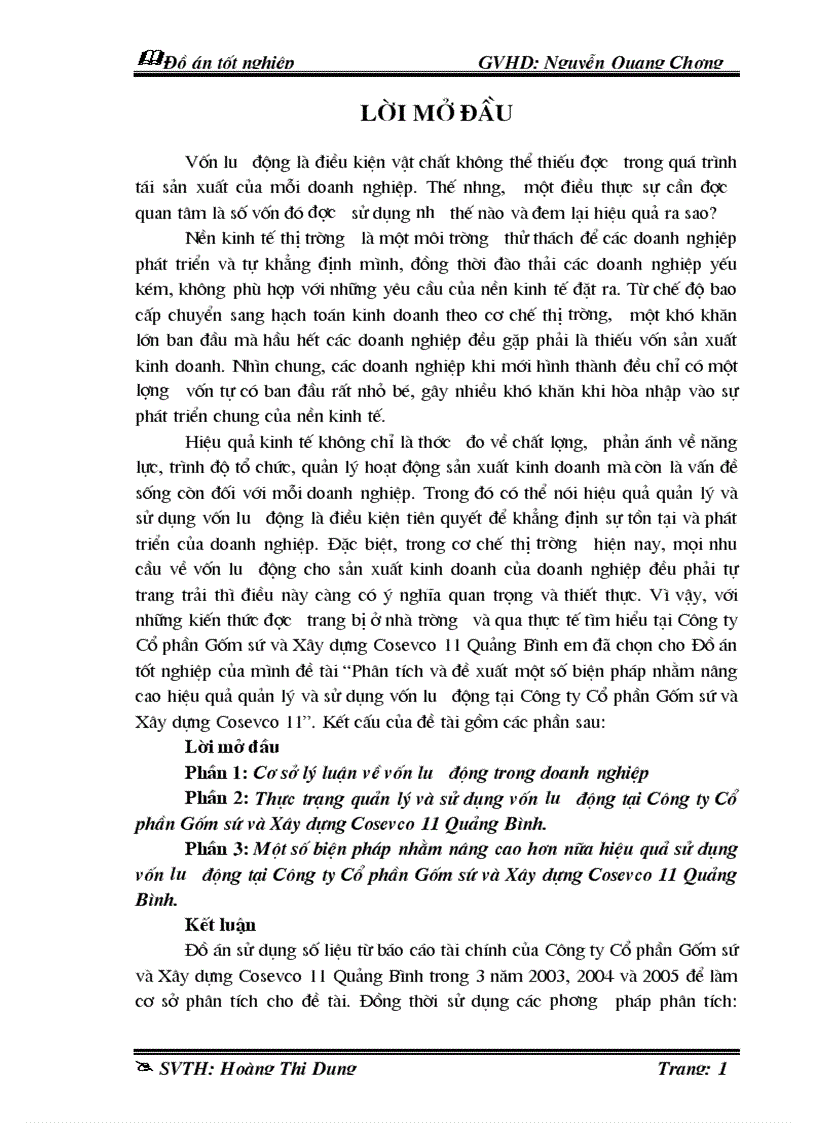 image for page Phân tích và đề xuất một số biện pháp nhằm nâng cao hiệu quả quản lý và sử dụng vốn lưu động của công ty cổ phần gốm sứ Cosevco 1