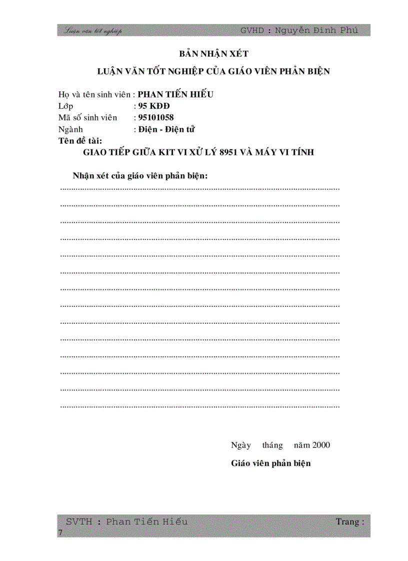 image for page Giao tiếp giữa kit vi điều khiển 8051 với máy tính