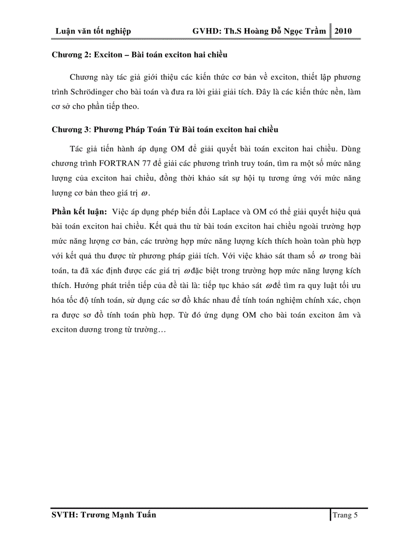 image for page Phương pháp toán tử cho bài toán exciton hai chiều