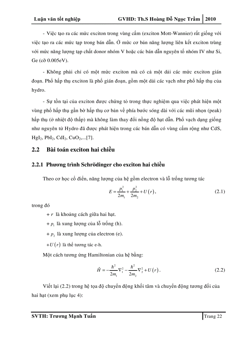 image for page Phương pháp toán tử cho bài toán exciton hai chiều