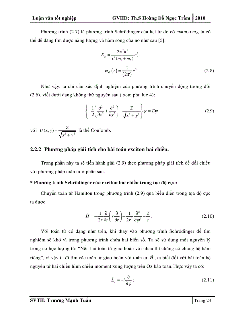 image for page Phương pháp toán tử cho bài toán exciton hai chiều