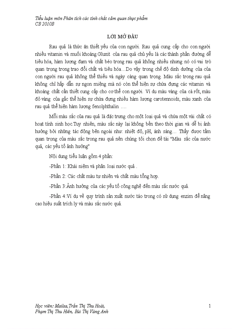image for page Màu sắc của nước quả các yếu tố ảnh hưởng