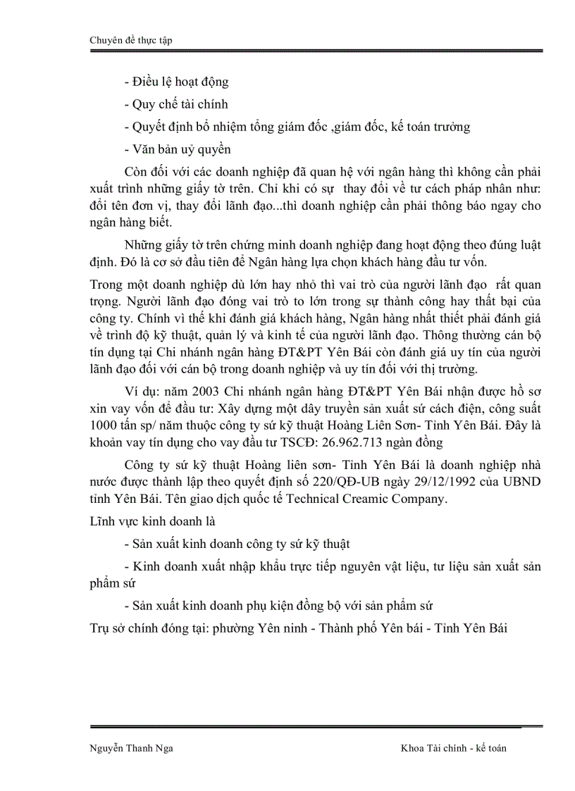 image for page Đánh giá rủi ro trước khi cho vay ĐTPT tại Chi nhánh ngân hàng ĐT PT Yên Bái