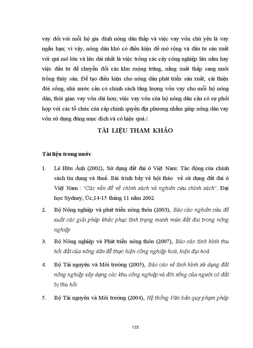 image for page Tác động của chính sách đất đai đến việc sử dụng đất nông nghiệp và đề xuất phương án sử dụng đất nông nghiệp đến năm 2015 tại tỉnh Nam Định