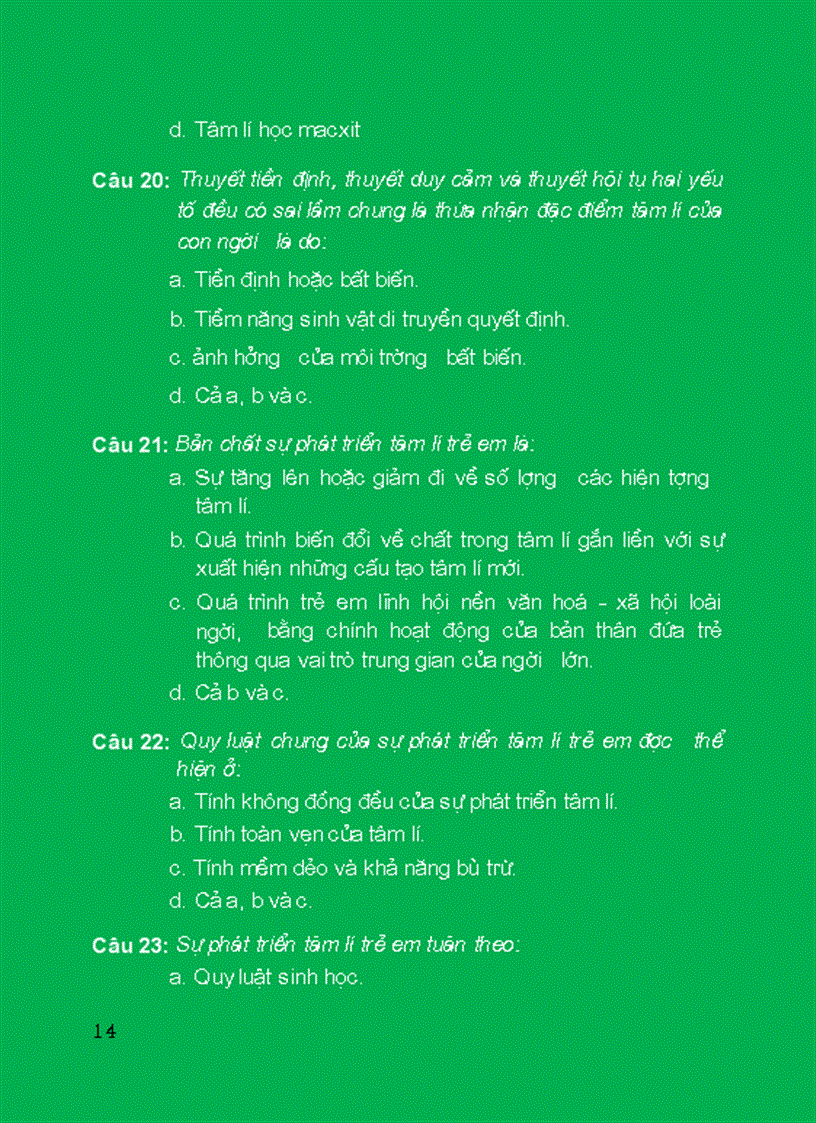 image for page Câu hỏi trắc nghiệm lứa tuổi và sư phạm