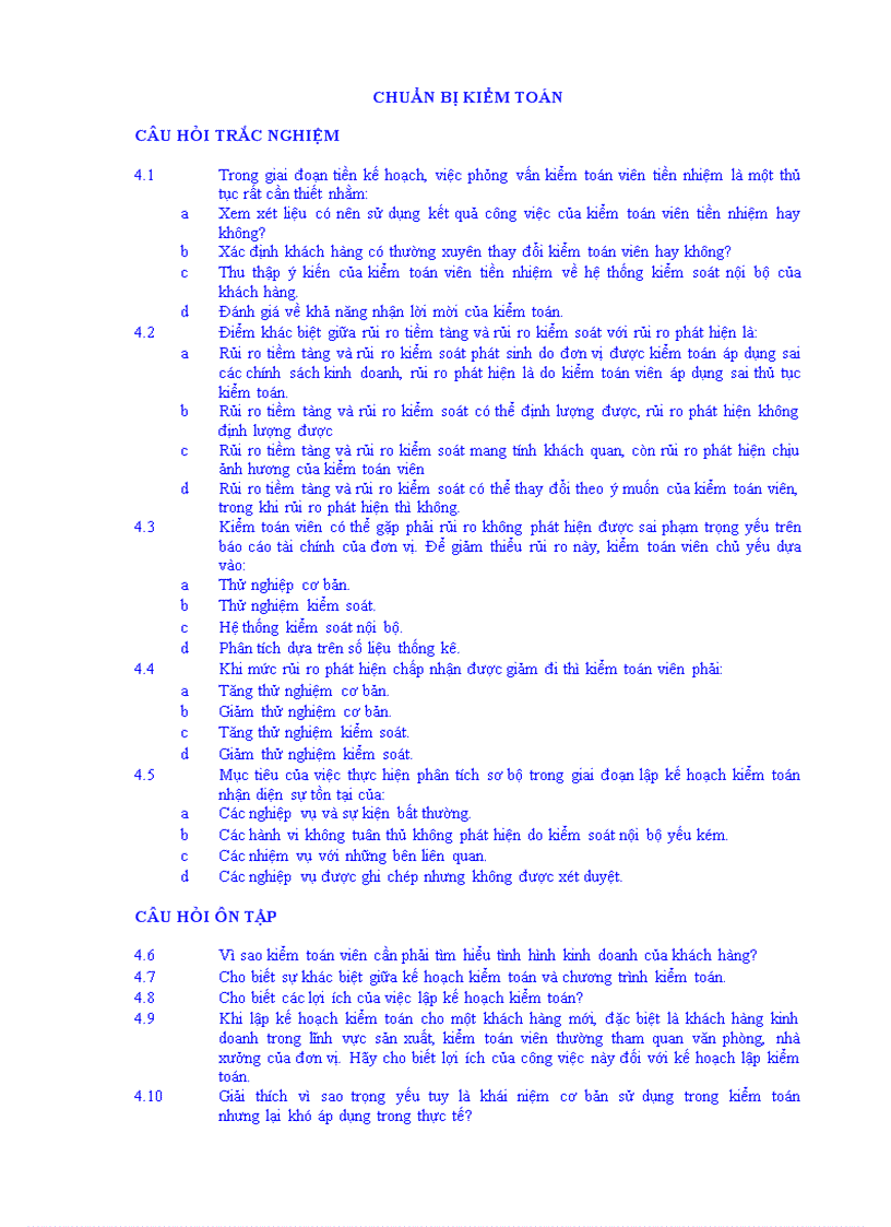 image for page Trắc nghiệm bài tập môn Kiểm Toán và Đáp án Tham khảo từ Kiểm toán ĐH KTtpHCM