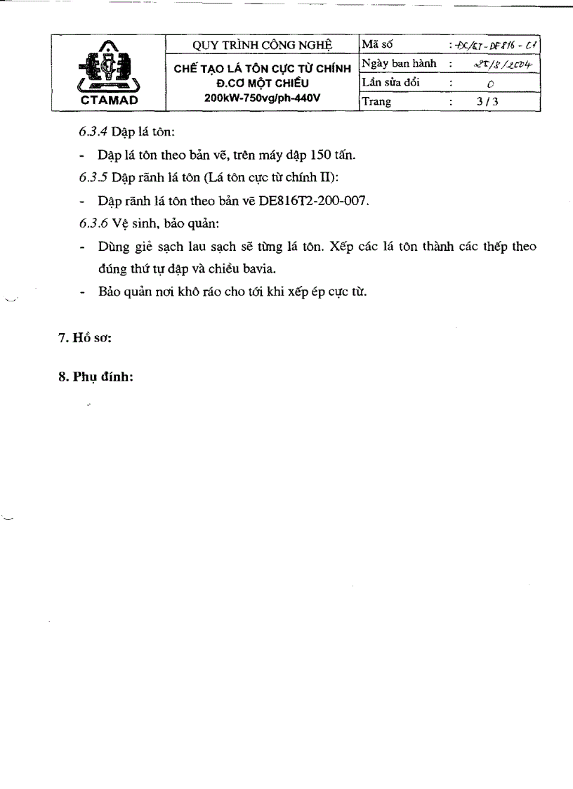 image for page Quy trình công nghệ chế tạo động cơ điện một chiều 200kW 750vg Ph 440v