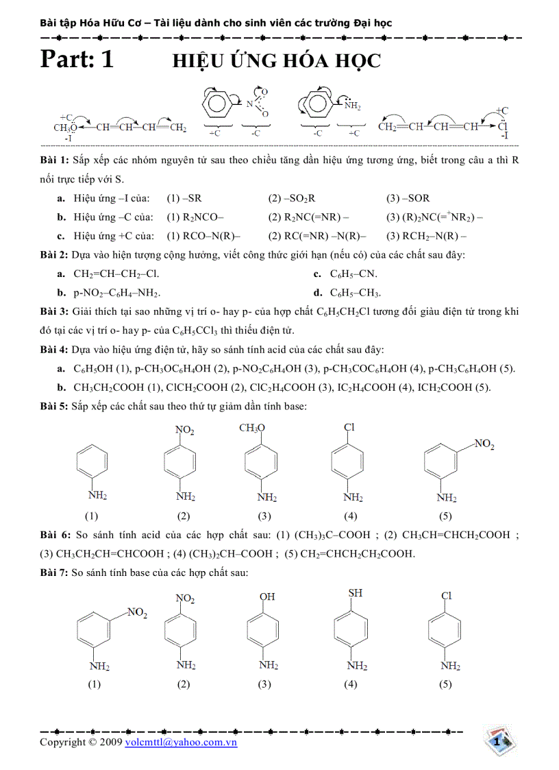 Bài tập Hóa học hữu cơ Tập