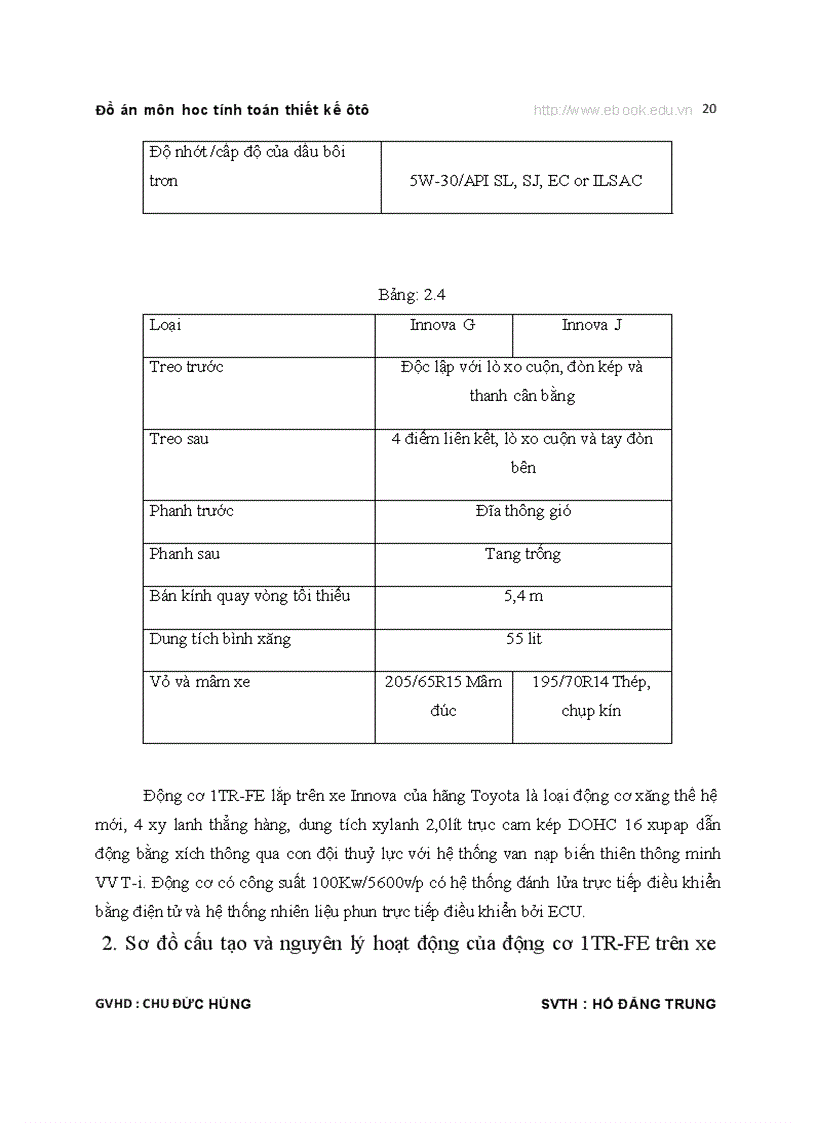 image for page TÍNH TOÁN THIẾT KẾ Ô TÔ Hệ thống phun xăng điện tử EFI Thuyết minh bản vẽ