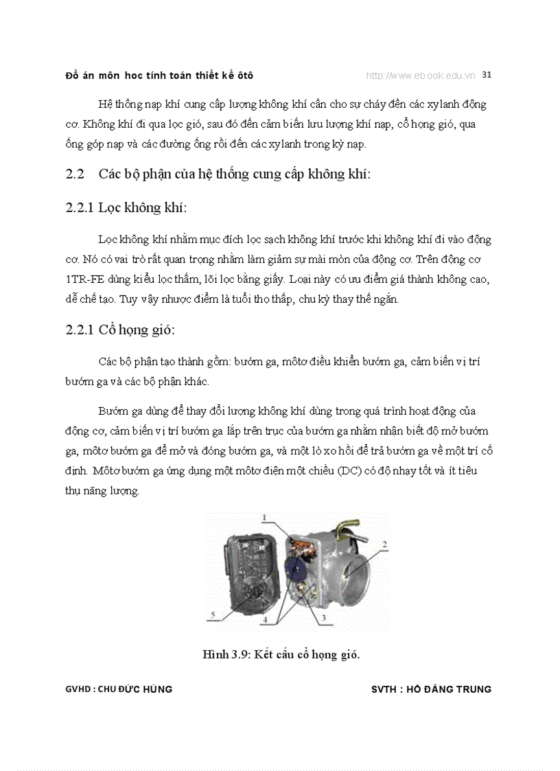 image for page TÍNH TOÁN THIẾT KẾ Ô TÔ Hệ thống phun xăng điện tử EFI Thuyết minh bản vẽ