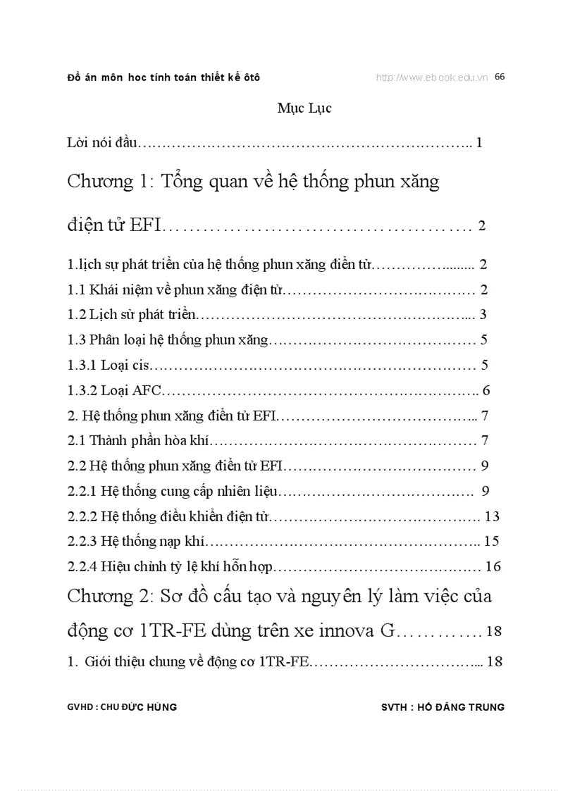 image for page TÍNH TOÁN THIẾT KẾ Ô TÔ Hệ thống phun xăng điện tử EFI Thuyết minh bản vẽ