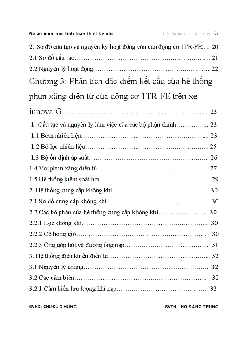 image for page TÍNH TOÁN THIẾT KẾ Ô TÔ Hệ thống phun xăng điện tử EFI Thuyết minh bản vẽ