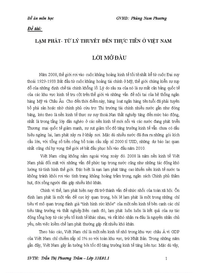 Lạm phát từ lý thuyết đến thực tiễn ở việt nam