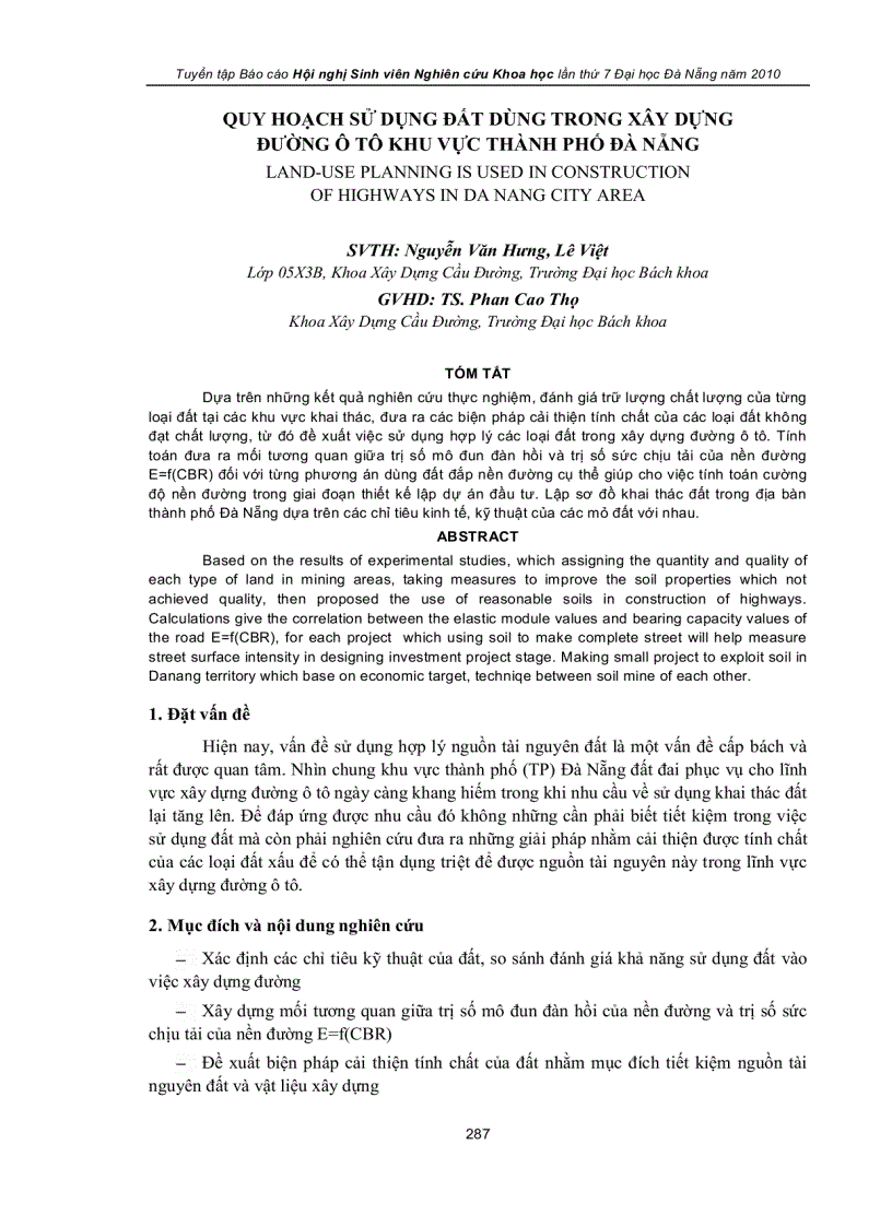 image for page Quy hoạch sử dụng đất dùng trong xây dựng đường ô tô khu vực thành phố đà nẵng