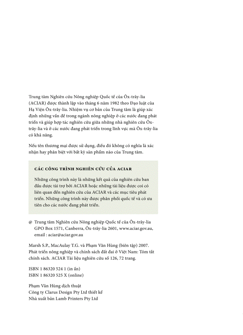 image for page Phát triển nông nghiệp và chính sách đất đai ở việt nam Tóm tắt chính sách