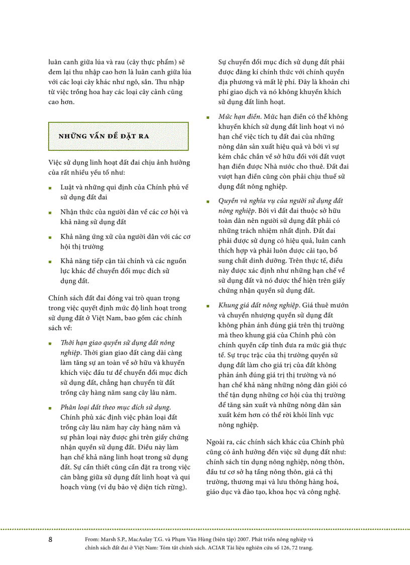 image for page Phát triển nông nghiệp và chính sách đất đai ở việt nam Tóm tắt chính sách
